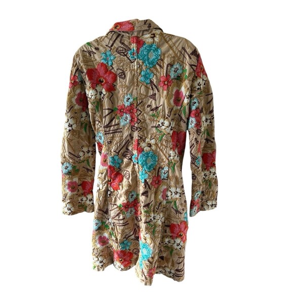 Johnny Was Floral Button-Front Embroidered Trench Coat Size Medium - Picture 3 of 11